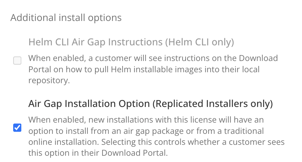 Airgap Download Enabled option